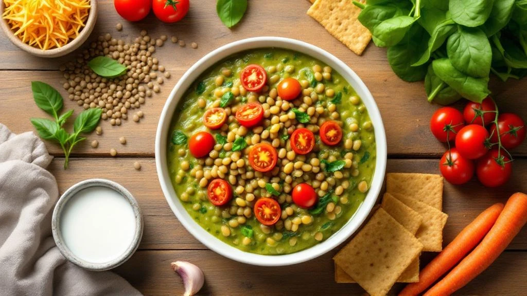 Creamy curried lentils with spinach and tomato
